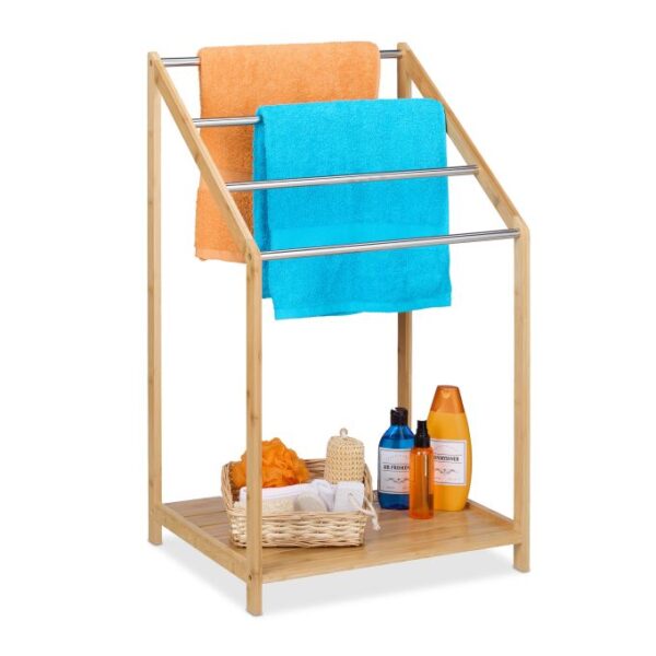 Rankšluosčių stovas 86x51x43,5cm., šviesiai rudos/sidabrinės spalvos