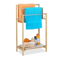 Rankšluosčių stovas 90x51x30,5cm., šviesiai rudos/sidabrinės spalvos