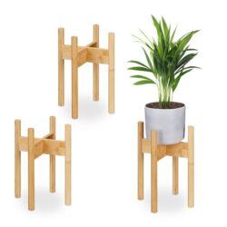 Rinkinys iš 3 gėlių stovų 33x25x25cm., šviesiai rudos spalvos