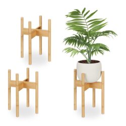 Rinkinys iš 3 gėlių stovų 38x30x30cm., šviesiai rudos spalvos