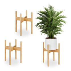 Rinkinys iš 3 gėlių stovų 40x34x34cm., šviesiai rudos spalvos