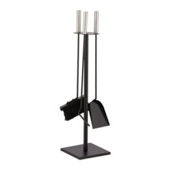 Rinkinys iš 3 židinio įrankių ir stovo 67x17x17cm., juodos/sidabrinės spalvos