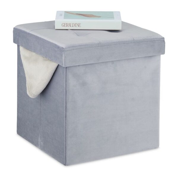 Sulankstoma sėdimoji vieta su atlenkiamu dangčiu 38x38x38cm., pilkos spalvos