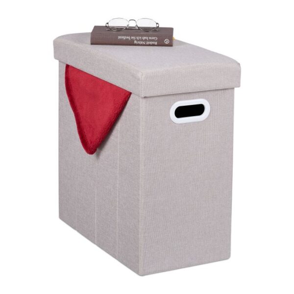 Sulankstoma sėdimoji vieta su atlenkiamu dangčiu 49x48,5x27cm., smėlio spalvos