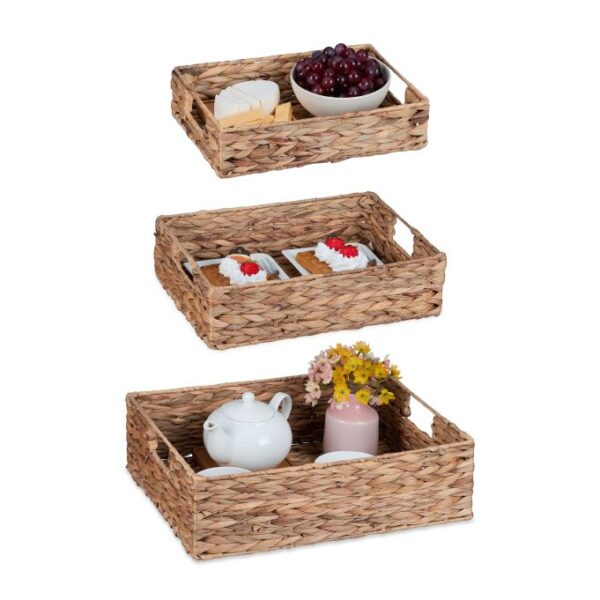 Rinkinys iš 3 padėklų, šviesiai rudos spalvos