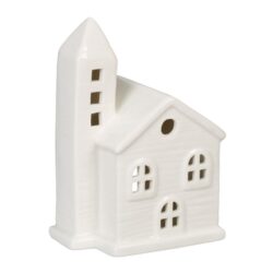 Žvakės žvakidė "Namas" 13,5x10x7cm., baltos spalvos