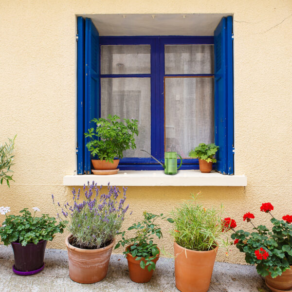 Provencal street with typical houses in southern France, Provenc
