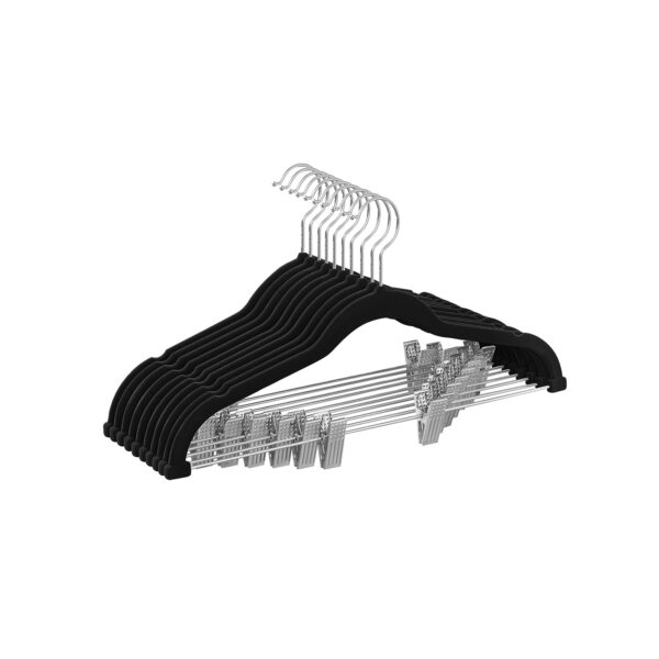 Drabužių pakabos 10vnt., sidabrinės/juodos spalvos