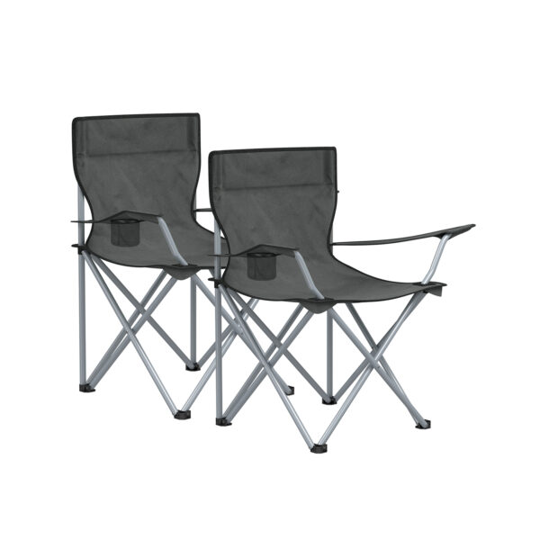 Rinkinys iš 2 stovyklavimo kėdžių 52x84x81cm., pilkos/juodos spalvos