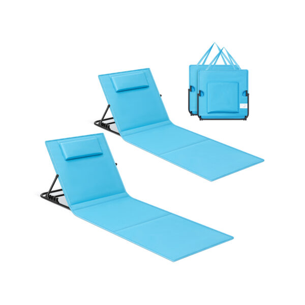 Rinkinys iš 2 paplūdimio gultų 158x55x52cm., mėlynos/juodos spalvos