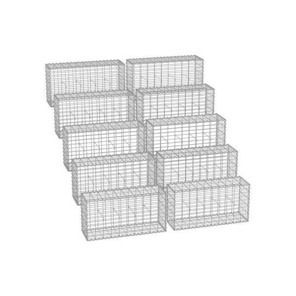 Rinkinys iš 10 gabionų 100x50x30cm., sidabrinės spalvos