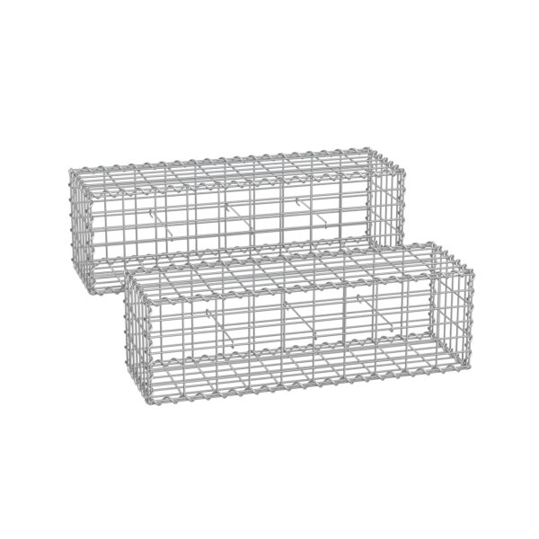 Rinkinys iš 2 gabionų 100x30x30cm., sidabrinės spalvos