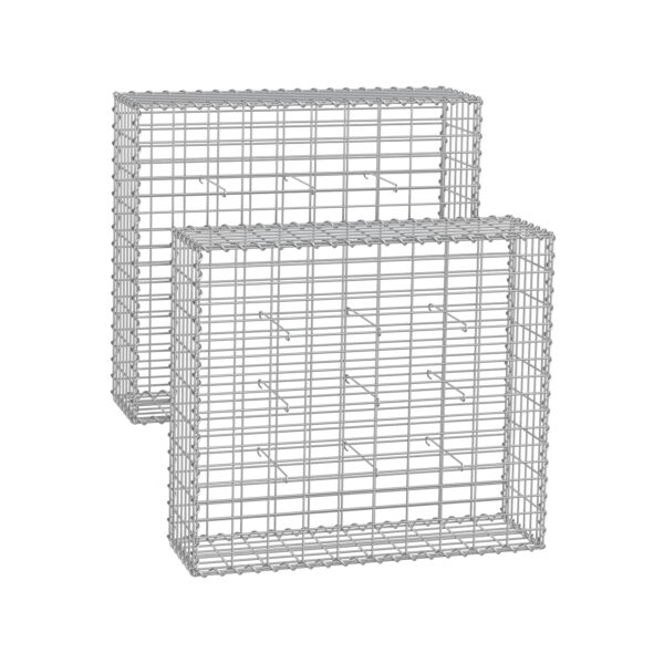 Rinkinys iš 2 gabionų 100x90x30cm., sidabrinės spalvos