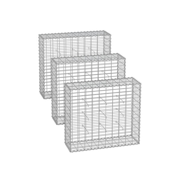 Rinkinys iš 3 gabionų 100x90x30cm., sidabrinės spalvos