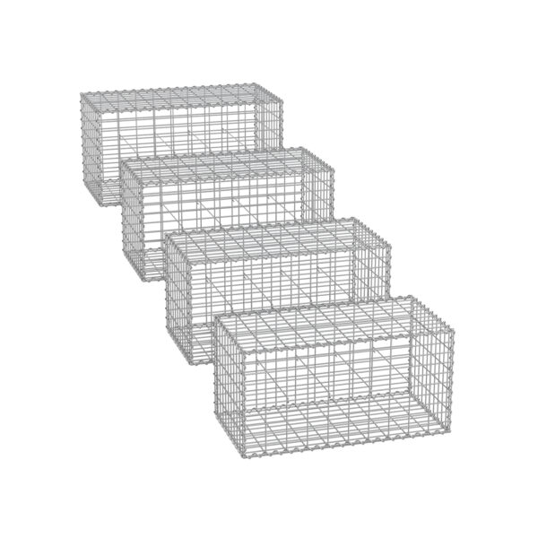 Rinkinys iš 4 gabionų 100x80x30cm., sidabrinės spalvos