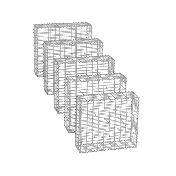 Rinkinys iš 5 gabionų 100x90x30cm., sidabrinės spalvos