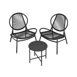 Balkono baldų komplektas, juodos spalvos