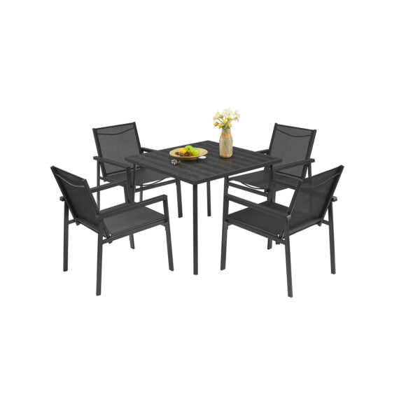 Sodo baldų komplektas iš 5 dalių, juodos spalvos