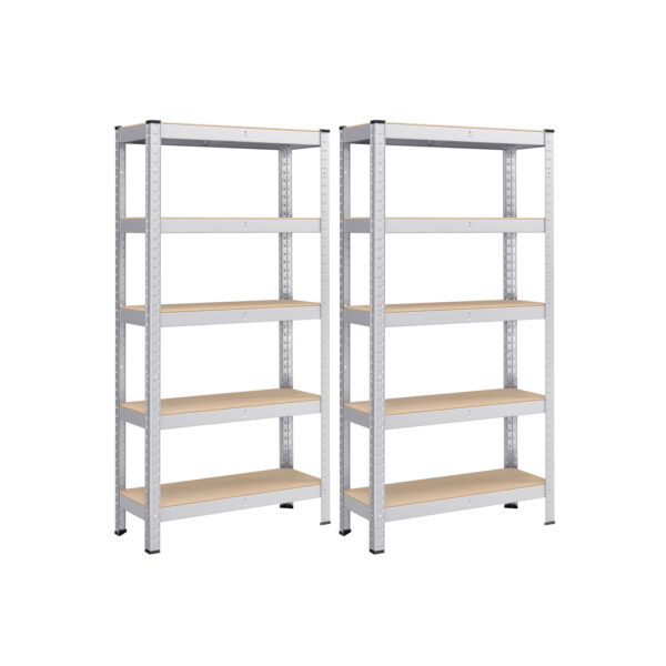 Rinkinys iš 2 sandėliavimo lentynų 30x75x150cm., sidabrinės/šviesiai rudos spalvos