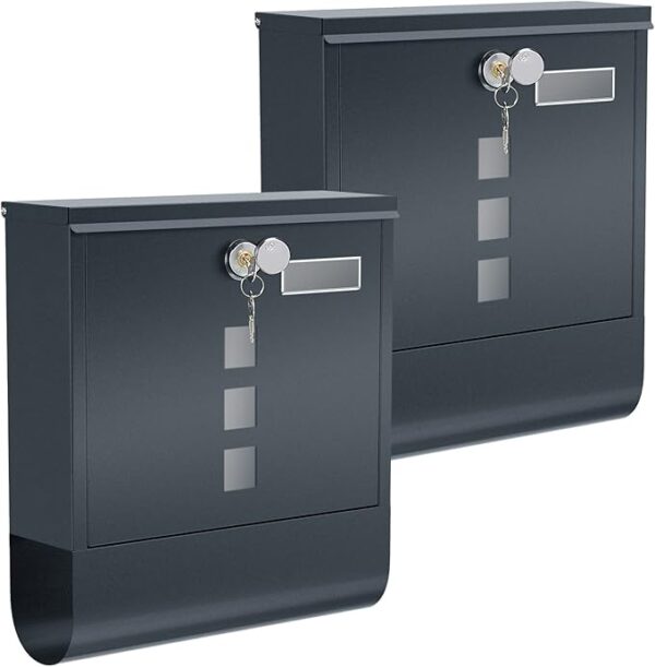 Rinkinys iš 2 pašto dėžių 9,5x30,5x33,3cm., tamsiai pilkos spalvos