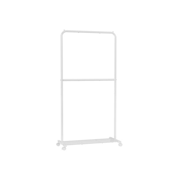 HSR027W01-1.jpg Drabužių kabykla ant ratukų 40,5x91x194cm., baltos spalvos