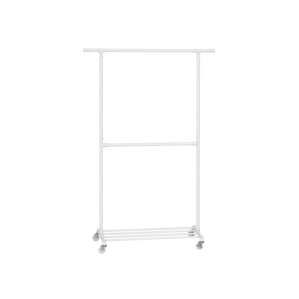 Drabužių kabykla ant ratukų 49x130x198cm., baltos spalvos