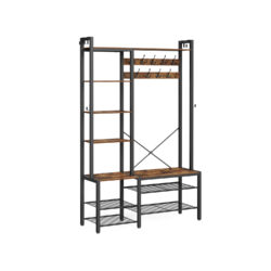 Palto stovas su batų suoliuku 40x120x190cm., juodos/rudos spalvos