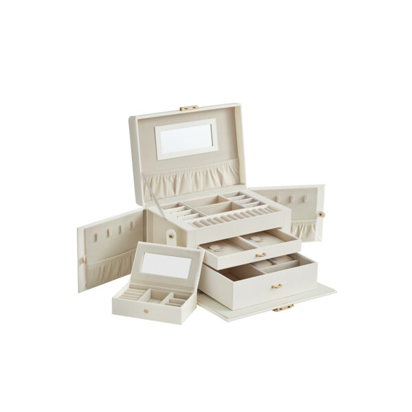 Papuošalų dėžutė 18,2x26x17,4cm., kreminės/auksinės spalvos