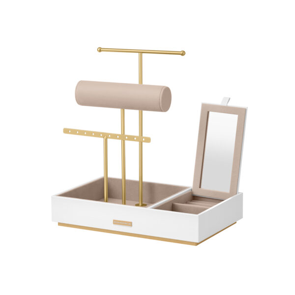 Papuošalų laikiklis su veidrodžiu 17x27x29cm., įvairių spalvų