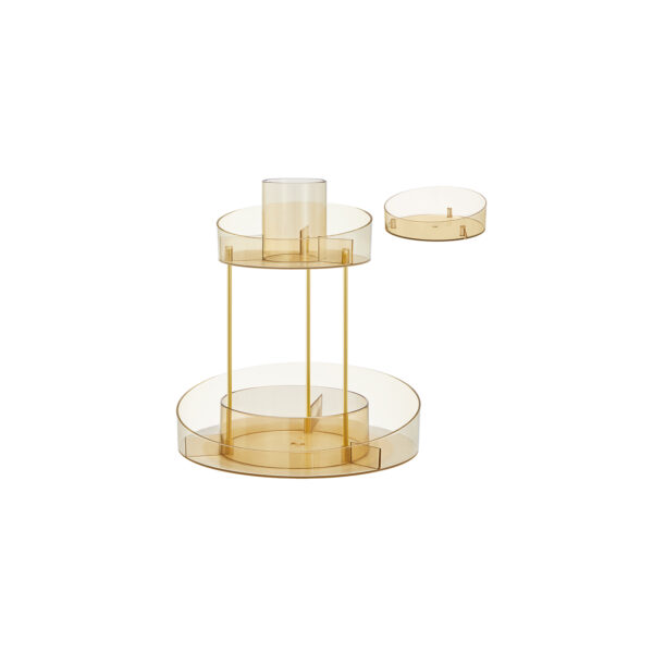 Skaidrus kosmetikos organizatorius 25,2x25,2x29cm., auksinės spalvos