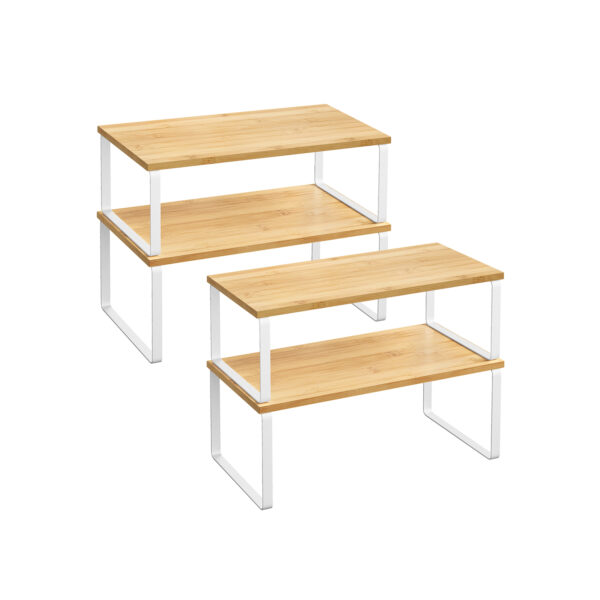 Rinkinys iš 4 virtuvės lentynų, baltos/šviesiai rudos spalvos