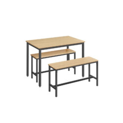 Valgomojo stalas su 2 suolais, juodos/šviesiai rudos spalvos