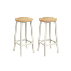 Rinkinys iš 2 baro kėdžių 32x65cm., baltos/šviesiai rudos spalvos