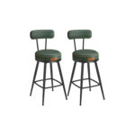 Rinkinys iš 2 baro kėdžių 54x54x91cm., juodos/tamsiai žalios spalvos