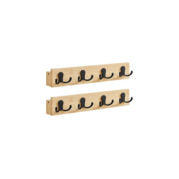 Rinkinys iš 2 sieninių drabužių kabyklų 4,8x40x7cm., šviesiai rudos/juodos spalvos