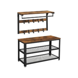 Batų suoliukas su sieninė kabykla, rudos/juodos spalvos