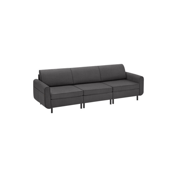 Sofa 79x237x85,6cm., tamsiai pilkos spalvos
