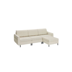 Sofa 150x237x85,6cm., kreminės/juodos spalvos