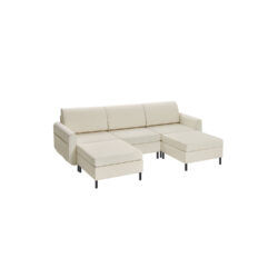 Sofa 150x237x85,6cm., kreminės/juodos spalvos