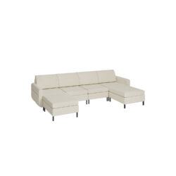 Sofa 150x308x85,6cm., kreminės/juodos spalvos