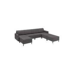 Sofa 221x308x85,6cm., tamsiai pilkos spalvos