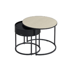 Rinkinys iš 2 kavos staliukų, smėlio/juodos spalvos