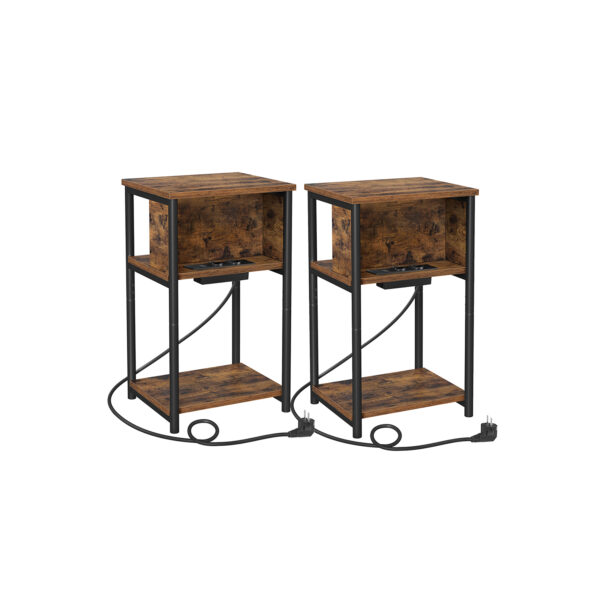 Rinkinys iš 2 naktinių staliukų 30x34x58cm., rudos/juodos spalvos
