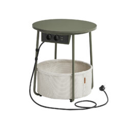 Šoninis staliukas su įkrovimo stotele 45x50cm., tamsiai žalios/kreminės spalvos