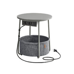 Šoninis staliukas su įkrovimo stotele 45x50cm., pilkos spalvos