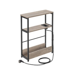 Šoninis staliukas su įkrovimo stotele 18x45x58cm., šviesiai rudos/juodos spalvos