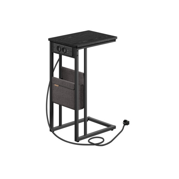 Šoninis staliukas su įkrovimo stotele 30x40x62cm., juodos spalvos