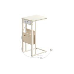 Šoninis staliukas su įkrovimo stotele 30x40x62cm., kreminės spalvos