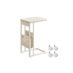 Šoninis staliukas su įkrovimo stotele 30x40x62cm., kreminės spalvos
