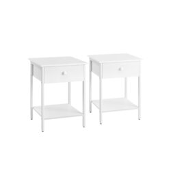 Rinkinys iš 2 šoninių staliukų 40x40x55cm., baltos spalvos